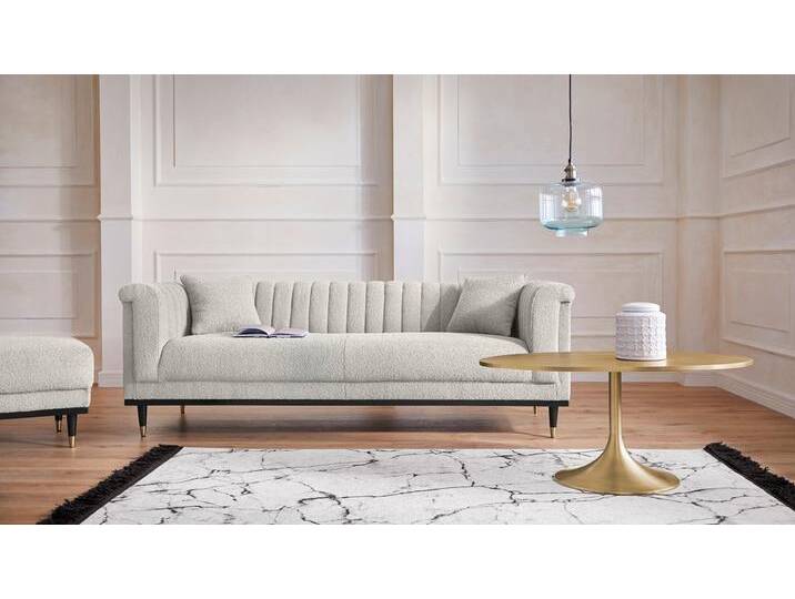 3-Sitzer HOME AFFAIRE Chamby New , beige (natur), B:210cm H:71,5cm T:85cm, Bouclu00e9 (100% Polyester), Sofas, im Bouclé-Strukturbezug mit Steppung im Lehnenbereich, Topseller von Home-affaire