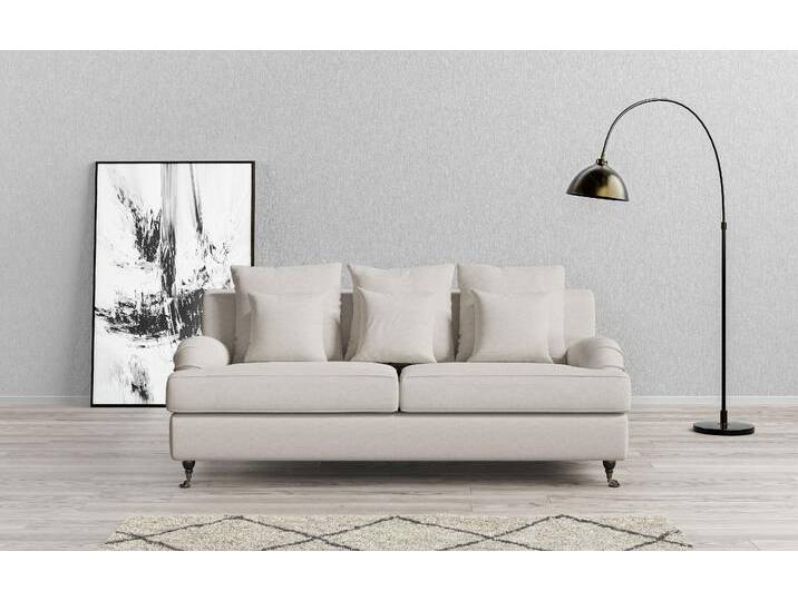3-Sitzer HOME AFFAIRE NORIN , beige (creme), B:210cm H:92cm T:105cm, 100% Polyester, Sofas, zwei Fußarten: vorne - Rollen, hinten - Holzfüße von Home-affaire