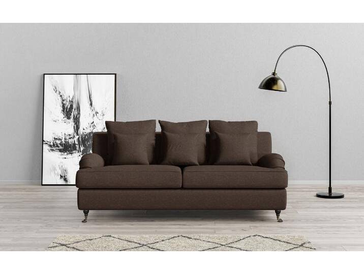 3-Sitzer HOME AFFAIRE NORIN , braun (chocolate), B:210cm H:92cm T:105cm, 100% Polyester, Sofas, zwei Fußarten: vorne - Rollen, hinten - Holzfüße von Home-affaire