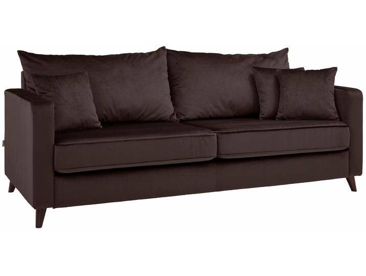 3-Sitzer HOME AFFAIRE Renesse , braun (espresso), B:203cm H:90cm T:90cm, Samtvelours 100% Polyester, Luxus-Microfaser ALTARA NUBUCK (100% Polyester), Sofas, lose Kissen, Keder an Sitzkissen von Home-affaire