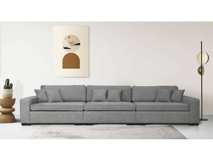 3-Sitzer Skara XXL , grau (hellgrau), B:400cm H:86cm T:130cm, 100% Polyester, GUIDO MARIA KRETSCHMER HOME & LIVING, Sofas, Lounge-Sofa XXL mit Federkern-Polsterung, in vielen Bezugsvarianten von Guido-Maria-Kretschmer-Home-&-Living