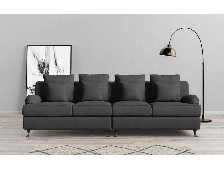 Big-Sofa HOME AFFAIRE NORIN , grau (dunkelgrau), B:289cm H:92cm T:105cm, 100% Polyester, Sofas, zwei Fußarten: vorne - Rollen, hinten - Holzfüße von Home-affaire