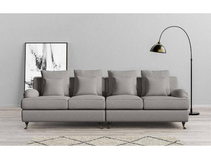 Big-Sofa HOME AFFAIRE NORIN , grau (hellgrau), B:289cm H:92cm T:105cm, 100% Polyester, Sofas, zwei Fußarten: vorne - Rollen, hinten - Holzfüße von Home-affaire