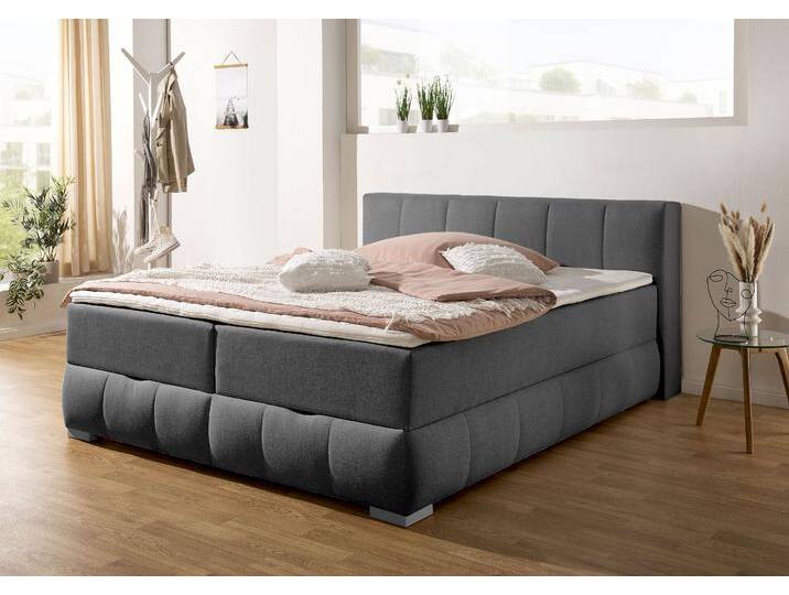 Boxbett Chelles , grau (anthrazit), B:187cm L:225cm, GUIDO MARIA KRETSCHMER HOME & LIVING, Komplettbetten, inkl. Topper und Bettkasten von Guido-Maria-Kretschmer-Home-&-Living