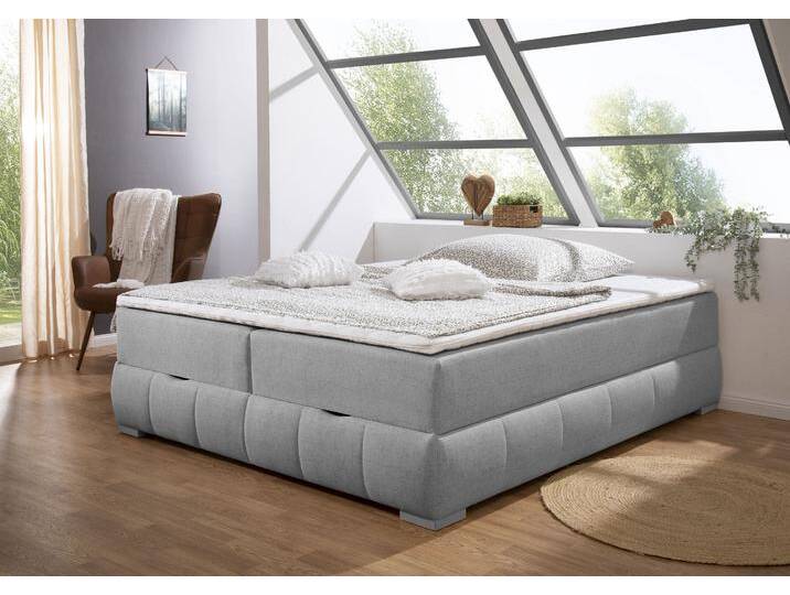 Boxbett Wehma , grau, B:204cm L:204cm, GUIDO MARIA KRETSCHMER HOME & LIVING, Komplettbetten, ohne Kopfteil, inklusive Topper und Bettkasten von Guido-Maria-Kretschmer-Home-&-Living