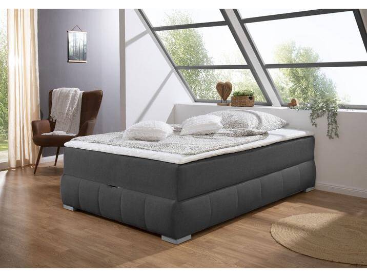 Boxbett Wehma , grau (anthrazit), B:144cm L:204cm, GUIDO MARIA KRETSCHMER HOME & LIVING, Komplettbetten, ohne Kopfteil, inklusive Topper und Bettkasten von Guido-Maria-Kretschmer-Home-&-Living