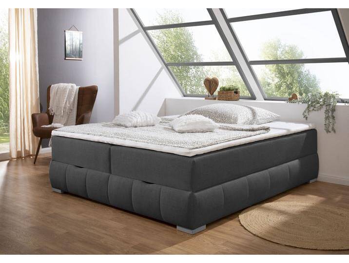 Boxbett Wehma , grau (anthrazit), B:204cm L:204cm, GUIDO MARIA KRETSCHMER HOME & LIVING, Komplettbetten, ohne Kopfteil, inklusive Topper und Bettkasten von Guido-Maria-Kretschmer-Home-&-Living