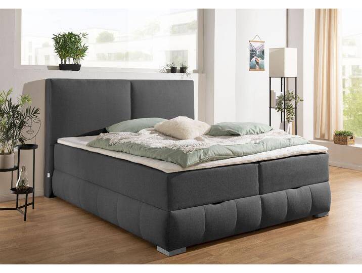 Boxbett Wehma , grau (anthrazit), B:210cm L:213cm, GUIDO MARIA KRETSCHMER HOME & LIVING, Komplettbetten, in H2, H3 & H4 wählbar, inklusive Topper von Guido-Maria-Kretschmer-Home-&-Living