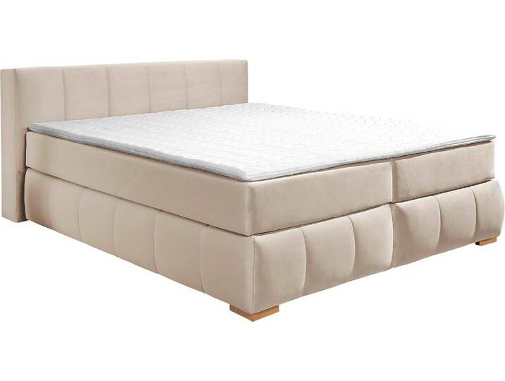 Boxspringbett Chelles , beige, B:167cm L:245cm, Samtoptik (100% Polyester), Bezug der Spiegelfläche Matratzendrell aus 100% Polyester, Struktur fein 100% Polyester), GUIDO MARIA KRETSCHMER HOME & LIVING, Komplettbetten, Boxspringbett, inkl. Topper,, in XXL- Überlänge 220 cm, Unterbox mit feine Wölbung von Guido-Maria-Kretschmer-Home-&-Living