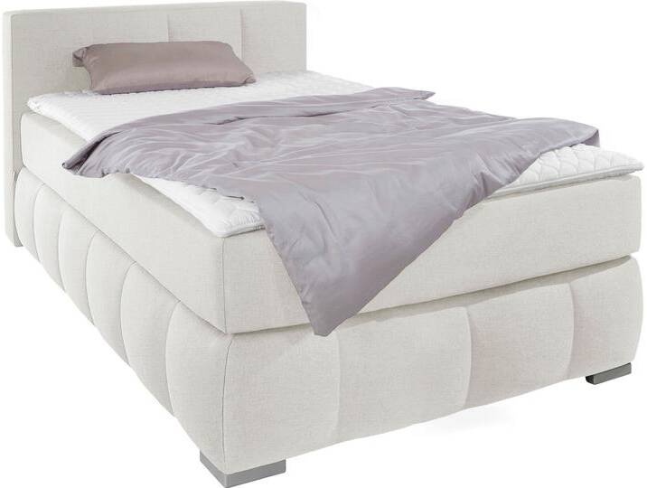 Boxspringbett Chelles , beige (natur), B:147cm L:245cm, Samtoptik (100% Polyester), Bezug der Spiegelfläche Matratzendrell aus 100% Polyester, Struktur fein 100% Polyester), GUIDO MARIA KRETSCHMER HOME & LIVING, Komplettbetten, Boxspringbett, inkl. Topper,, in XXL- Überlänge 220 cm, Unterbox mit feine Wölbung von Guido-Maria-Kretschmer-Home-&-Living
