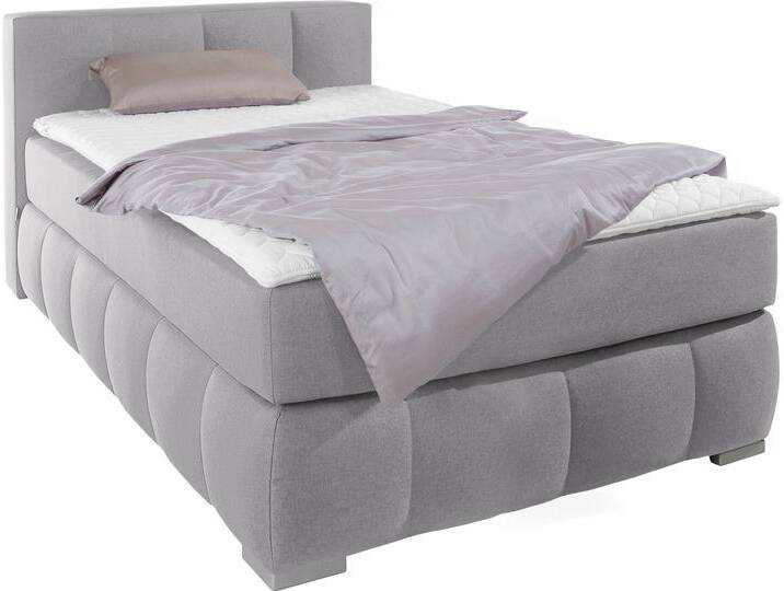 Boxspringbett Chelles , grau, B:147cm L:245cm, Samtoptik (100% Polyester), Bezug der Spiegelfläche Matratzendrell aus 100% Polyester, Struktur fein 100% Polyester), GUIDO MARIA KRETSCHMER HOME & LIVING, Komplettbetten, Boxspringbett, inkl. Topper,, in XXL- Überlänge 220 cm, Unterbox mit feine Wölbung von Guido-Maria-Kretschmer-Home-&-Living