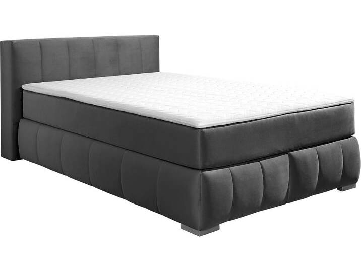 Boxspringbett Chelles , grau (schiefer), B:147cm L:245cm, Samtoptik (100% Polyester), Bezug der Spiegelfläche Matratzendrell aus 100% Polyester, Struktur fein 100% Polyester), GUIDO MARIA KRETSCHMER HOME & LIVING, Komplettbetten, Boxspringbett, inkl. Topper,, in XXL- Überlänge 220 cm, Unterbox mit feine Wölbung von Guido-Maria-Kretschmer-Home-&-Living