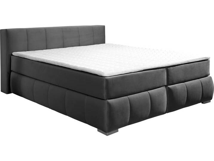 Boxspringbett Chelles , grau (schiefer), B:167cm L:245cm, Samtoptik (100% Polyester), Bezug der Spiegelfläche Matratzendrell aus 100% Polyester, Struktur fein 100% Polyester), GUIDO MARIA KRETSCHMER HOME & LIVING, Komplettbetten, Boxspringbett, inkl. Topper,, in XXL- Überlänge 220 cm, Unterbox mit feine Wölbung von Guido-Maria-Kretschmer-Home-&-Living