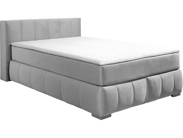 Boxspringbett Chelles , silber, B:147cm L:245cm, Samtoptik (100% Polyester), Bezug der Spiegelfläche Matratzendrell aus 100% Polyester, Struktur fein 100% Polyester), GUIDO MARIA KRETSCHMER HOME & LIVING, Komplettbetten, Boxspringbett, inkl. Topper,, in XXL- Überlänge 220 cm, Unterbox mit feine Wölbung von Guido-Maria-Kretschmer-Home-&-Living
