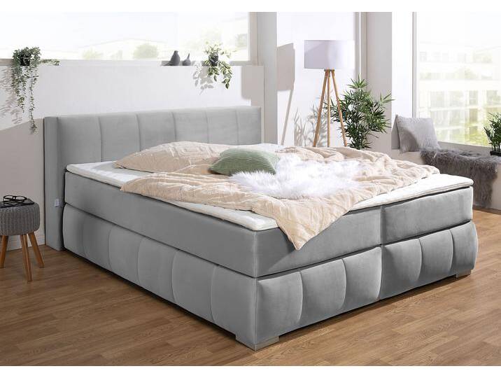 Boxspringbett Chelles , silber, B:167cm L:225cm, Samtoptik (100% Polyester), Bezug der Spiegelfläche Matratzendrell aus 100% Polyester, Struktur fein 100% Polyester), GUIDO MARIA KRETSCHMER HOME & LIVING, Komplettbetten, Boxspringbett, inkl. Kaltschaumtopper, in 5 Breiten und 3 Matratzenarten von Guido-Maria-Kretschmer-Home-&-Living
