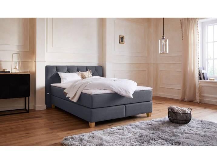 Boxspringbett Harmones , grau (anthrazit), B:163cm L:210cm, Struktur (100% Polyester), GUIDO MARIA KRETSCHMER HOME & LIVING, Komplettbetten, Boxspringbett, in 3 Breiten, Härtegrad auch im Mix mit je 1 Matratze in H2 und H3 von Guido-Maria-Kretschmer-Home-&-Living