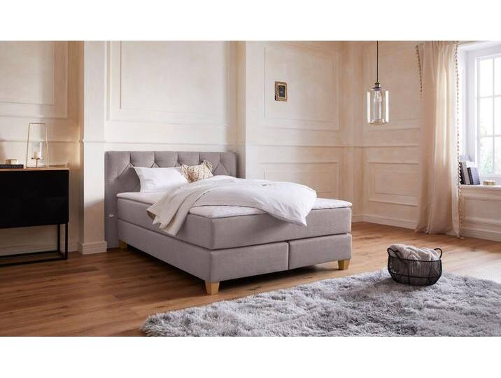 Boxspringbett Harmones , grau (hellgrau), B:163cm L:210cm, Struktur (100% Polyester), GUIDO MARIA KRETSCHMER HOME & LIVING, Komplettbetten, Boxspringbett, in 3 Breiten, Härtegrad auch im Mix mit je 1 Matratze in H2 und H3 von Guido-Maria-Kretschmer-Home-&-Living