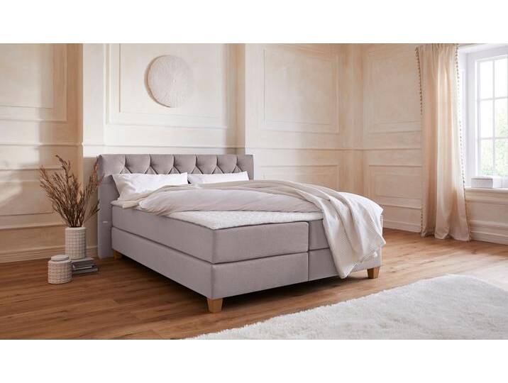 Boxspringbett Harmones , grau (hellgrau), B:183cm L:210cm, Struktur (100% Polyester), GUIDO MARIA KRETSCHMER HOME & LIVING, Komplettbetten, Boxspringbett, in 3 Breiten, Härtegrad auch im Mix mit je 1 Matratze in H2 und H3 von Guido-Maria-Kretschmer-Home-&-Living