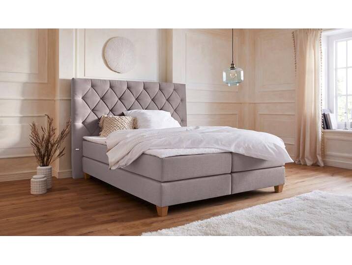 Boxspringbett Harmones hoch , grau (hellgrau), B:163cm L:210cm, Struktur (100% Polyester), GUIDO MARIA KRETSCHMER HOME & LIVING, Komplettbetten, Boxspringbett, in 3 Breiten, Härtegrad auch im Mix mit je 1 Matratze in H2 und H3 von Guido-Maria-Kretschmer-Home-&-Living
