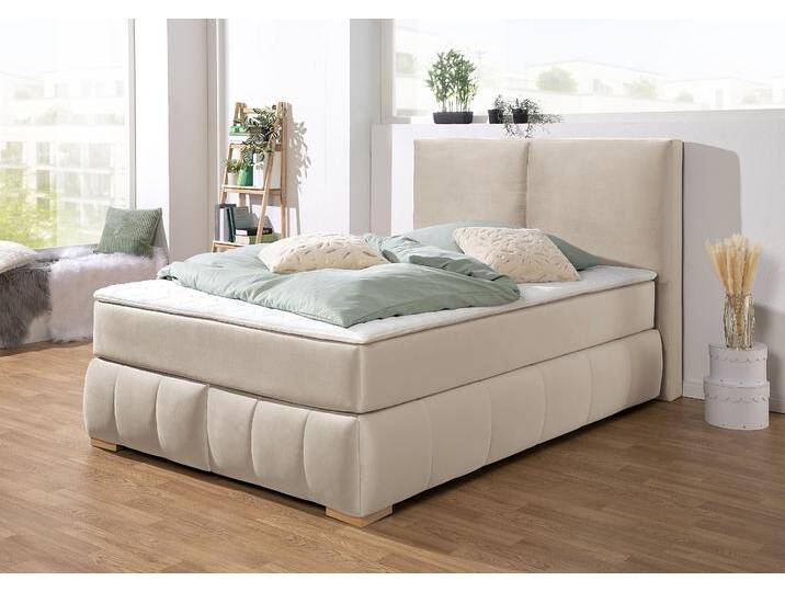 Boxspringbett Wehma , beige, B:150cm L:213cm, Struktur fein (100% Polyester), GUIDO MARIA KRETSCHMER HOME & LIVING, Komplettbetten, Boxspringbett, inkl. Topper in 3 verschiedenen Matratzen, auch in Samtstoff von Guido-Maria-Kretschmer-Home-&-Living