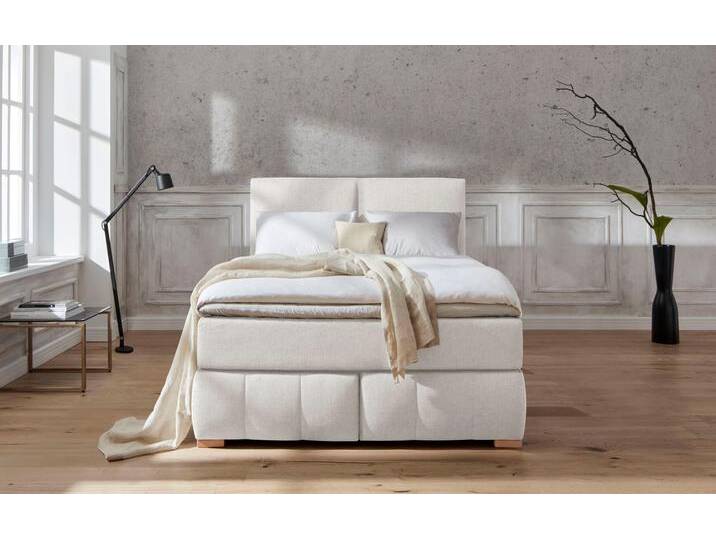 Boxspringbett Wehma , beige (natur), B:150cm L:213cm, Struktur fein (100% Polyester), GUIDO MARIA KRETSCHMER HOME & LIVING, Komplettbetten, Boxspringbett, inkl. Topper in 3 verschiedenen Matratzen, auch in Samtstoff von Guido-Maria-Kretschmer-Home-&-Living