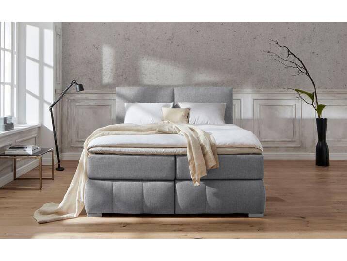 Boxspringbett HOME AFFAIRE Wehma , grau, B:170cm L:213cm, Struktur fein (100% Polyester), Komplettbetten, Boxspringbett, inkl. Topper in 3 verschiedenen Matratzen, auch in Samtstoff von Home-affaire
