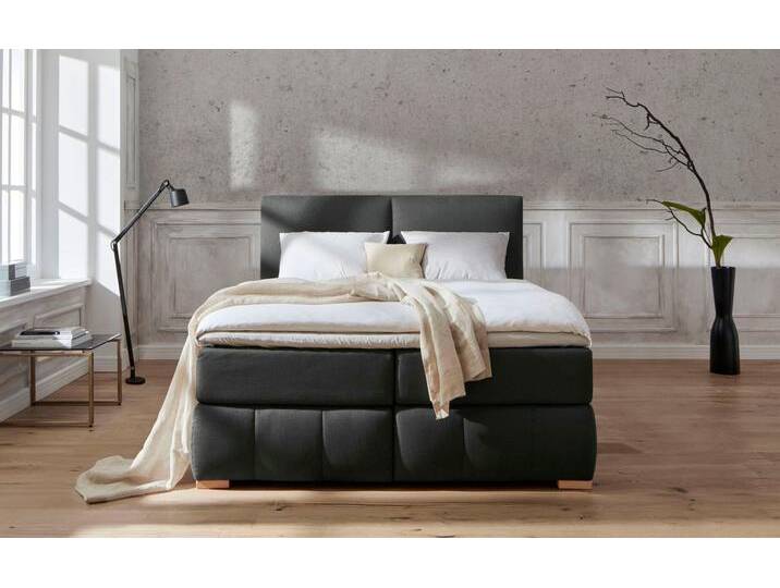 Boxspringbett Wehma , grau (anthrazit), B:170cm L:233cm, Struktur fein (100% Polyester), GUIDO MARIA KRETSCHMER HOME & LIVING, Komplettbetten, Boxspringbett, inkl. Topper in 3 verschiedenen Matratzen, auch in Samtstoff von Guido-Maria-Kretschmer-Home-&-Living