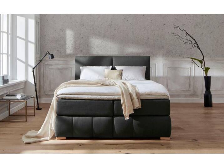 Boxspringbett Wehma , grau (anthrazit), B:170cm L:233cm, Struktur fein (100% Polyester), GUIDO MARIA KRETSCHMER HOME & LIVING, Komplettbetten, Boxspringbett, inkl. Topper in 3 verschiedenen Matratzen, auch in Samtstoff von Guido-Maria-Kretschmer-Home-&-Living