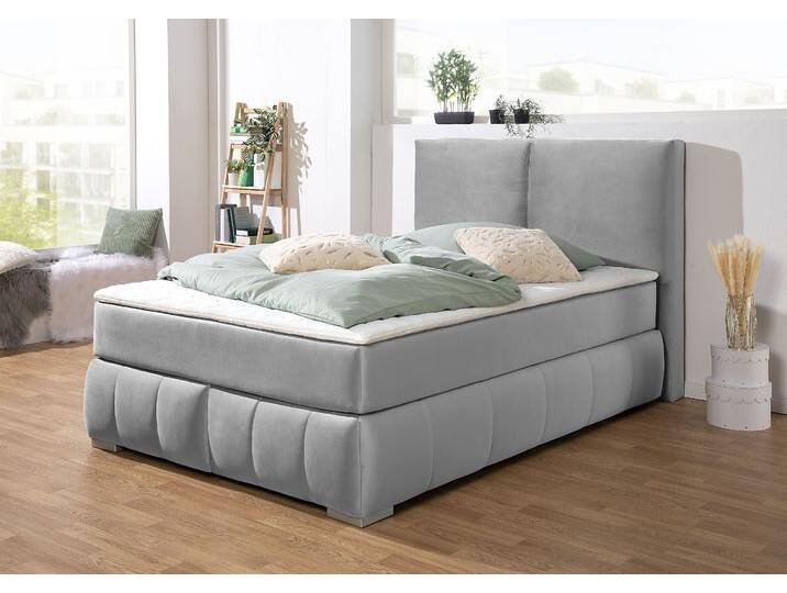 Boxspringbett Wehma , silber, B:150cm L:233cm, Struktur fein (100% Polyester), GUIDO MARIA KRETSCHMER HOME & LIVING, Komplettbetten, Boxspringbett, inkl. Topper in 3 verschiedenen Matratzen, auch in Samtstoff von Guido-Maria-Kretschmer-Home-&-Living