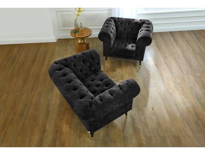 Chesterfield-Sessel Tinnum Sessel , schwarz, B:106cm H:77cm T:87cm, Luxus-Microfaser Vintageoptik (66% PU, 27% Polyester, 7% Baumwolle), Struktur weich( 97% Polyester, 3% Polyacryl), GUIDO MARIA KRETSCHMER HOME & LIVING, Sessel von Guido-Maria-Kretschmer-Home-&-Living