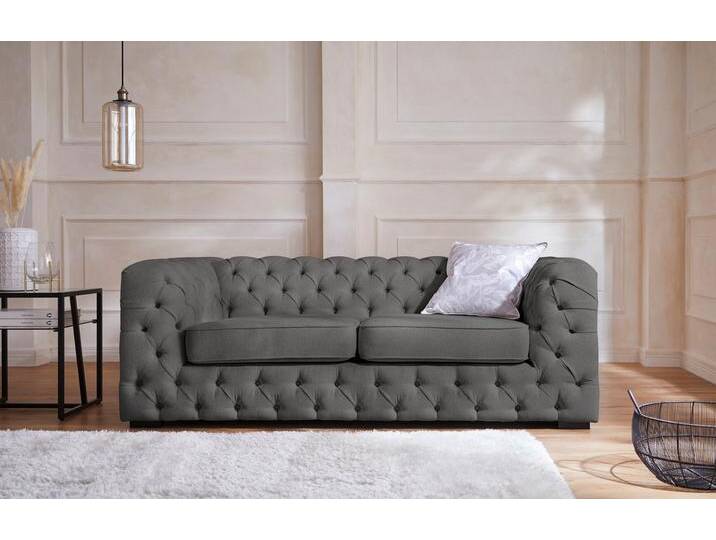 Chesterfield-Sofa Kalina , grau (anthrazit), B:190cm H:67cm T:98cm, GUIDO MARIA KRETSCHMER HOME & LIVING, Sofas, mit klassischer Chesterfield-Knopfheftung von Guido-Maria-Kretschmer-Home-&-Living