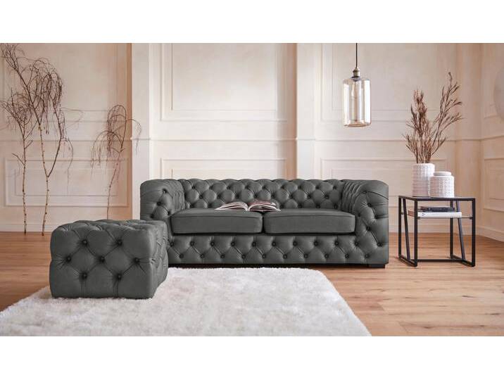Chesterfield-Sofa Kalina , grau (dunkelgrau), B:190cm H:67cm T:98cm, GUIDO MARIA KRETSCHMER HOME & LIVING, Sofas, mit klassischer Chesterfield-Knopfheftung von Guido-Maria-Kretschmer-Home-&-Living