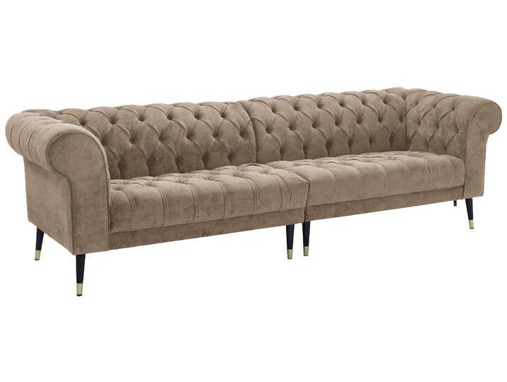 Chesterfield-Sofa HOME AFFAIRE Tinnum , beige, B:263cm H:77cm T:87cm, Luxus-Microfaser Vintageoptik (66% PU, 27% Polyester, 7% Baumwolle);Struktur weich( 97% Polyester, 3% Polyacryl), Sofas von Home-affaire