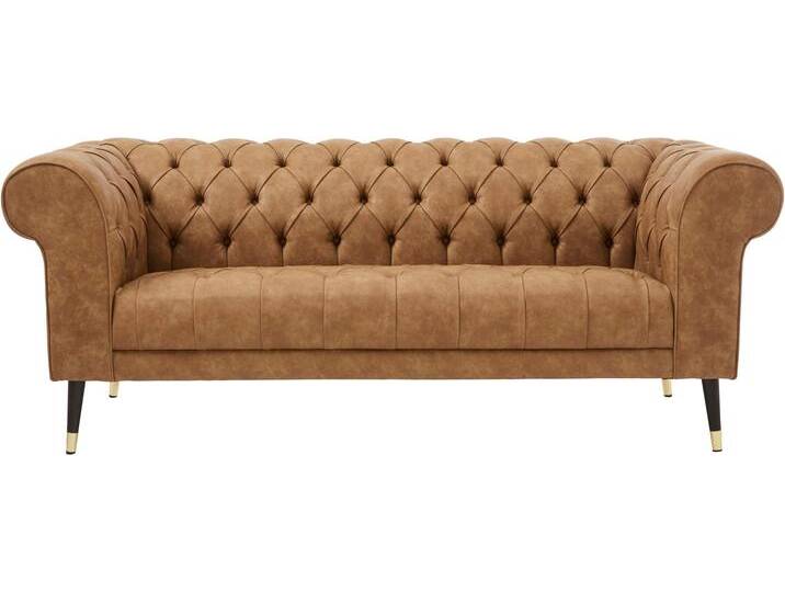 Chesterfield-Sofa Tinnum , braun (hellbraun), B:195cm H:77cm T:87cm, Luxus-Microfaser Vintageoptik (66% PU, 27% Polyester, 7% Baumwolle), Struktur weich( 97% Polyester, 3% Polyacryl), GUIDO MARIA KRETSCHMER HOME & LIVING, Sofas von Guido-Maria-Kretschmer-Home-&-Living