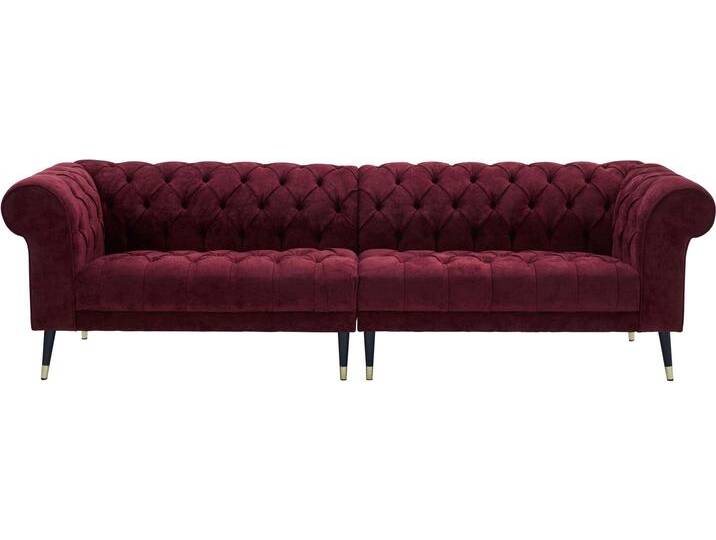 Chesterfield-Sofa Tinnum , rot, B:263cm H:77cm T:87cm, Luxus-Microfaser Vintageoptik (66% PU, 27% Polyester, 7% Baumwolle), Struktur weich( 97% Polyester, 3% Polyacryl), GUIDO MARIA KRETSCHMER HOME & LIVING, Sofas von Guido-Maria-Kretschmer-Home-&-Living