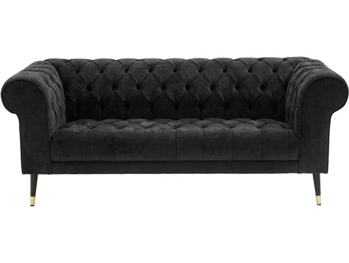 Chesterfield-Sofa Tinnum , schwarz, B:195cm H:77cm T:87cm, Luxus-Microfaser Vintageoptik (66% PU, 27% Polyester, 7% Baumwolle), Struktur weich( 97% Polyester, 3% Polyacryl), GUIDO MARIA KRETSCHMER HOME & LIVING, Sofas von Guido-Maria-Kretschmer-Home-&-Living