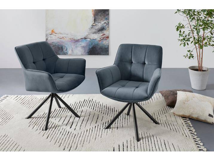 Drehstuhl Lika, TOPSELLER, OTTOs Choice , grau (anthrazit), H:84,5cm T:68cm, Polyester, GUIDO MARIA KRETSCHMER HOME & LIVING, Stühle, 2er Set, 360 Grad Drehfunktion, Samtpolsterung, Topseller von Guido-Maria-Kretschmer-Home-&-Living