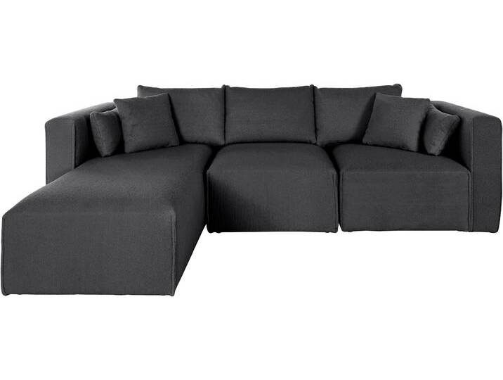 Ecksofa Comfine L-Form , grau (anthrazit), B:280cm H:75cm T:182cm, Struktur Hahnentritt (67% Polypropylen 33% Polyester), Fellimitat (100% Polyester), Samtcord (92% Polyester 8% Polyamid), GUIDO MARIA KRETSCHMER HOME & LIVING, Sofas, zusammengesetzt aus Modulen, 3 Bezugsqualitäten und viele Farben von Guido-Maria-Kretschmer-Home-&-Living