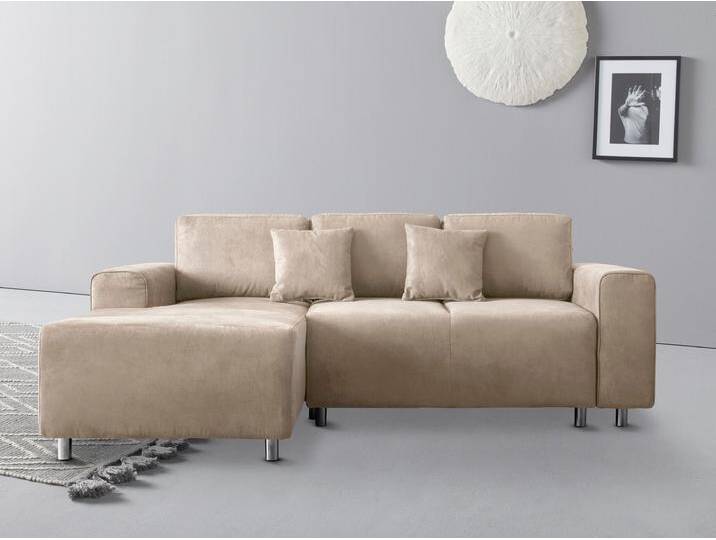 Ecksofa Györ , beige (beige 1), B:235cm H:88cm T:160cm, Microfaser (100% Polyester), Luxus-Microfaser Lederoptik (100% Polyester), Struktur (100% Polyester), Samtoptik (100% Polyester), Struktur weich (100% Polyester), GUIDO MARIA KRETSCHMER HOME & LIVING, Sofas, L-Form, wahlweise mit Bettfunktion und Bettkasten incl. 2 Zierkissen von Guido-Maria-Kretschmer-Home-&-Living