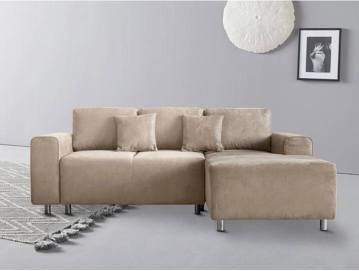 Ecksofa Györ , beige (beige 1), B:235cm H:88cm T:160cm, Microfaser (100% Polyester), Luxus-Microfaser Lederoptik (100% Polyester), Struktur (100% Polyester), Samtoptik (100% Polyester), Struktur weich (100% Polyester), GUIDO MARIA KRETSCHMER HOME & LIVING, Sofas, L-Form, wahlweise mit Bettfunktion und Bettkasten incl. 2 Zierkissen von Guido-Maria-Kretschmer-Home-&-Living