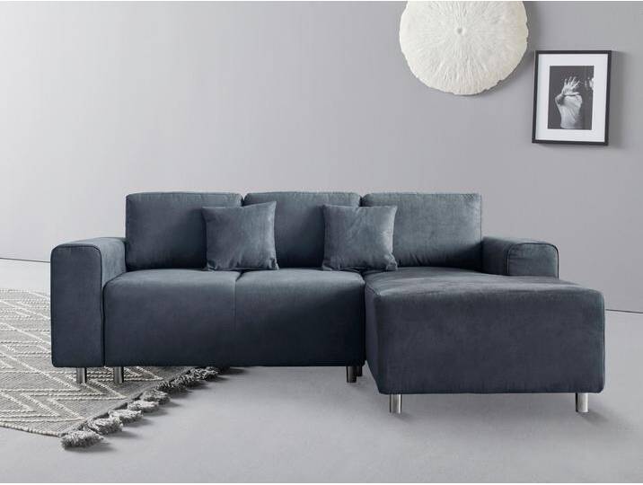 Ecksofa Györ , blau (dunkelblau), B:235cm H:88cm T:160cm, Microfaser (100% Polyester), Luxus-Microfaser Lederoptik (100% Polyester), Struktur (100% Polyester), Samtoptik (100% Polyester), Struktur weich (100% Polyester), GUIDO MARIA KRETSCHMER HOME & LIVING, Sofas, L-Form, wahlweise mit Bettfunktion und Bettkasten incl. 2 Zierkissen von Guido-Maria-Kretschmer-Home-&-Living
