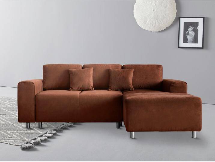 Ecksofa Györ , braun (cognac), B:235cm H:88cm T:160cm, Microfaser (100% Polyester), Luxus-Microfaser Lederoptik (100% Polyester), Struktur (100% Polyester), Samtoptik (100% Polyester), Struktur weich (100% Polyester), GUIDO MARIA KRETSCHMER HOME & LIVING, Sofas, L-Form, wahlweise mit Bettfunktion und Bettkasten incl. 2 Zierkissen von Guido-Maria-Kretschmer-Home-&-Living