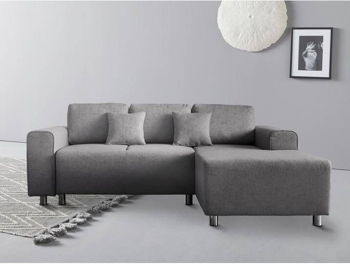Ecksofa Györ , grau, B:235cm H:88cm T:160cm, Microfaser (100% Polyester), Luxus-Microfaser Lederoptik (100% Polyester), Struktur (100% Polyester), Samtoptik (100% Polyester), Struktur weich (100% Polyester), GUIDO MARIA KRETSCHMER HOME & LIVING, Sofas, L-Form, wahlweise mit Bettfunktion und Bettkasten incl. 2 Zierkissen von Guido-Maria-Kretschmer-Home-&-Living