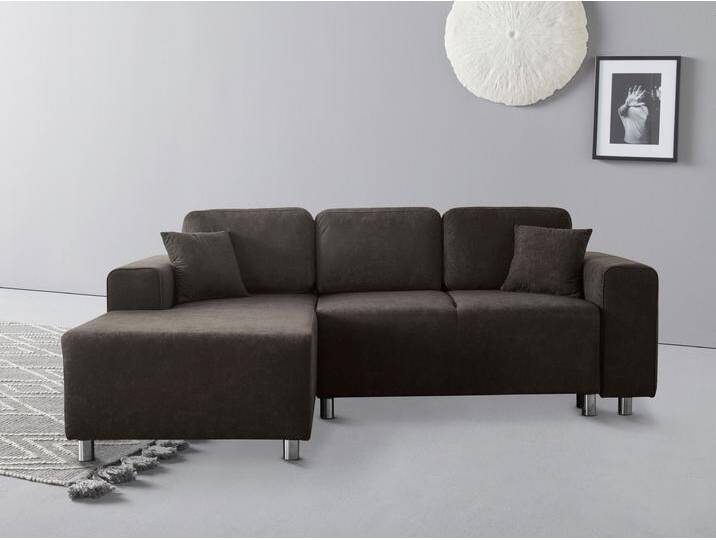 Ecksofa Györ , grau, B:235cm H:88cm T:160cm, Microfaser (100% Polyester), Luxus-Microfaser Lederoptik (100% Polyester), Struktur (100% Polyester), Samtoptik (100% Polyester), Struktur weich (100% Polyester), GUIDO MARIA KRETSCHMER HOME & LIVING, Sofas, L-Form, wahlweise mit Bettfunktion und Bettkasten incl. 2 Zierkissen von Guido-Maria-Kretschmer-Home-&-Living