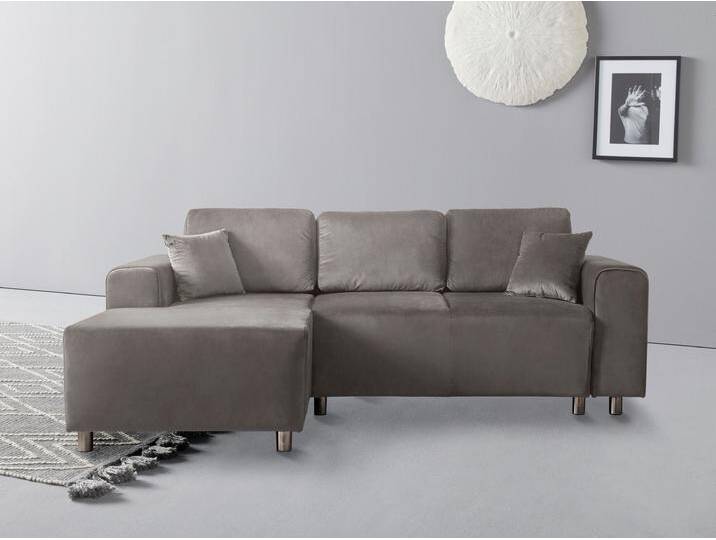 Ecksofa Györ , grau (hellgrau), B:235cm H:88cm T:160cm, Microfaser (100% Polyester), Luxus-Microfaser Lederoptik (100% Polyester), Struktur (100% Polyester), Samtoptik (100% Polyester), Struktur weich (100% Polyester), GUIDO MARIA KRETSCHMER HOME & LIVING, Sofas, L-Form, wahlweise mit Bettfunktion und Bettkasten incl. 2 Zierkissen von Guido-Maria-Kretschmer-Home-&-Living