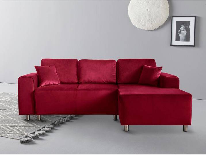 Ecksofa Györ , rot, B:235cm H:88cm T:160cm, Microfaser (100% Polyester), Luxus-Microfaser Lederoptik (100% Polyester), Struktur (100% Polyester), Samtoptik (100% Polyester), Struktur weich (100% Polyester), GUIDO MARIA KRETSCHMER HOME & LIVING, Sofas, L-Form, wahlweise mit Bettfunktion und Bettkasten incl. 2 Zierkissen von Guido-Maria-Kretschmer-Home-&-Living