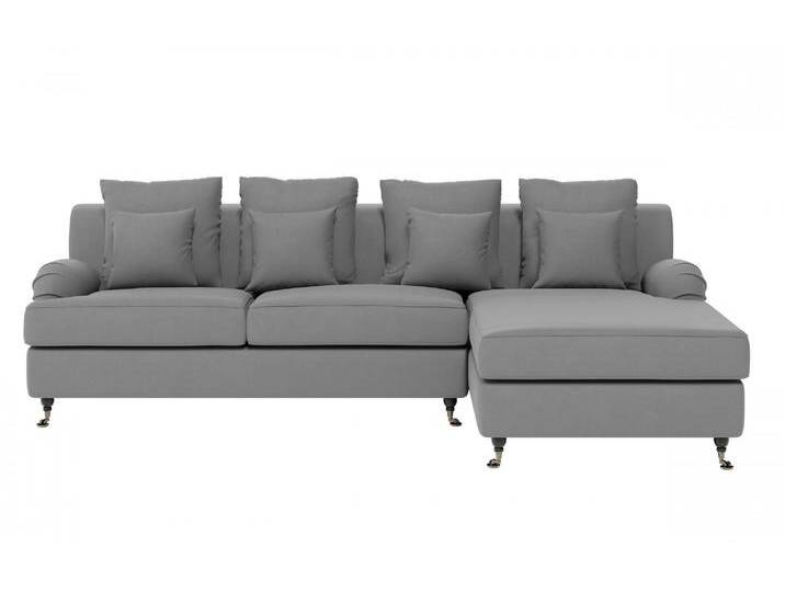 Ecksofa HOME AFFAIRE NORIN L-Form , grau (hellgrau), B:296cm H:92cm T:180cm, 100% Polyester, Sofas, zwei Fußarten: vorne - Rollen, hinten - Holzfüße von Home-affaire