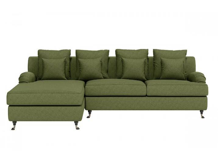 Ecksofa HOME AFFAIRE NORIN L-Form , grün (oliv), B:296cm H:92cm T:180cm, 93% Polyester, 6% Acryl, 1% Baumwolle, Sofas, zwei Fußarten: vorne - Rollen, hinten - Holzfüße von Home-affaire