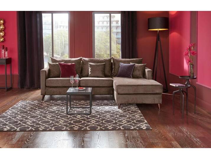 Ecksofa HOME AFFAIRE Renesse L-Form , grau (taupe), B:234cm H:90cm T:160cm, Samtvelours 100% Polyester, Luxus-Microfaser ALTARA NUBUCK (100% Polyester), Sofas, lose Kissen, Keder an Sitzkissen von Home-affaire