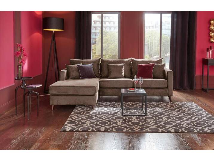 Ecksofa HOME AFFAIRE Renesse L-Form , grau (taupe), B:234cm H:90cm T:160cm, Samtvelours 100% Polyester, Luxus-Microfaser ALTARA NUBUCK (100% Polyester), Sofas, lose Kissen, Keder an Sitzkissen von Home-affaire